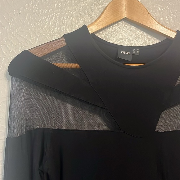 ASOS Elegant Black Dress with Sheer Cut Outs 10 - Picture 4 of 7